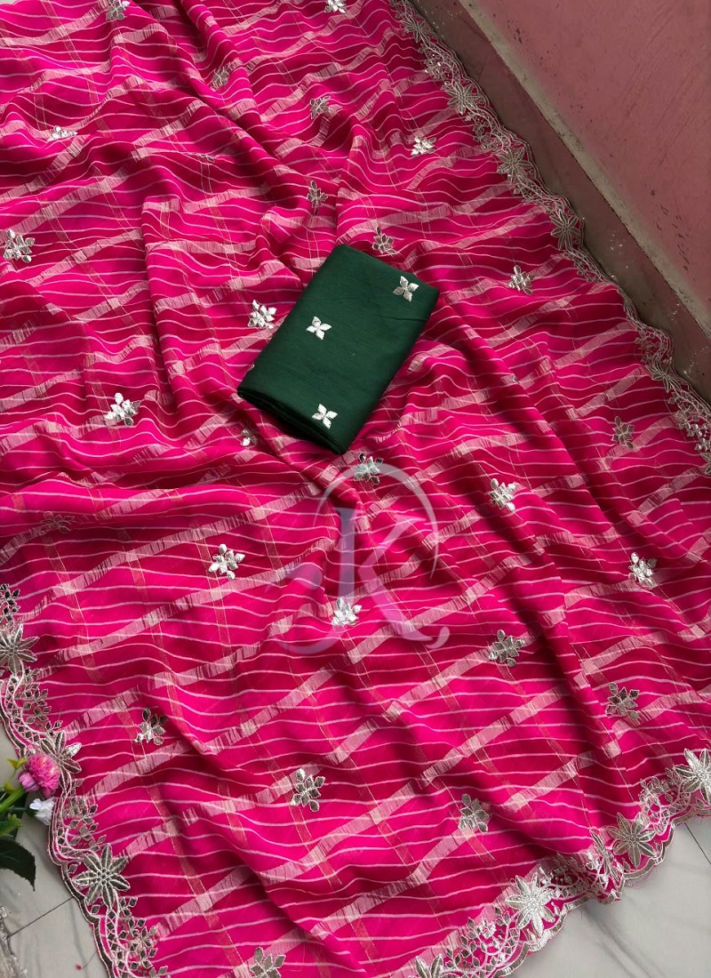 Jk 397 Viscose Chokda Leheriya With Gotta Foil Work Saree